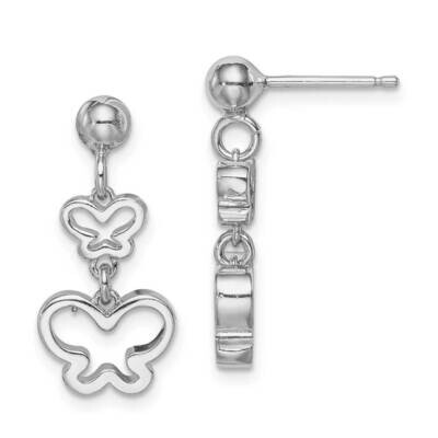 Butterfly Dangle Earrings Sterling Silver Rhodium-plated QE14998, MPN: QE14998, 886774040271