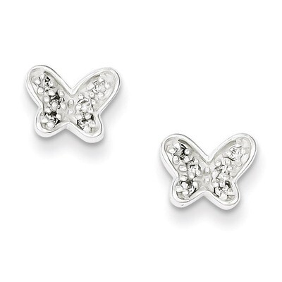 Butterfly Earrings Sterling Silver Diamond QE4748, MPN: QE4748, 883957933443