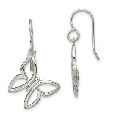 Butterfly Shepherd Hook Dangle Earrings Sterling Silver QE14965, MPN: QE14965, 886774082752
