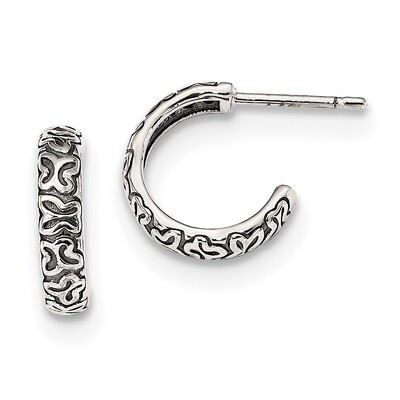 Small Butterfly Hoop Earrings Sterling Silver Antiqued QE13299, MPN: QE13299, 191101856709