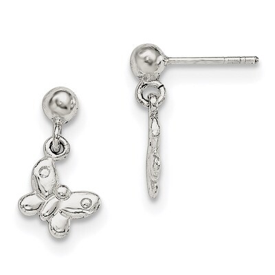 Butterfly Post Dangle Earrings Sterling Silver QGK104, MPN: QGK104, 191101111037