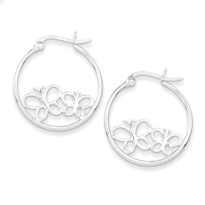 Double Butterfly Hoop Hinged Earrings Sterling Silver Rhodium-plated QE8807, MPN: QE8807, 883957018…