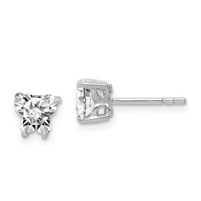 Butterfly Post Earrings Sterling Silver Rhodium-plated CZ Diamond QE14217, MPN: QE14217, 8839578136…