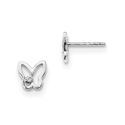 Butterfly Post Earrings Diamond Sterling Silver QW419, MPN: QW419, 883957936840