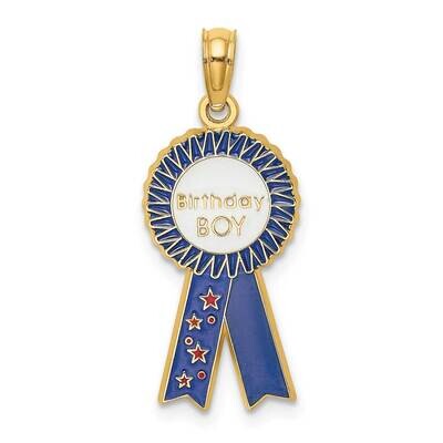 Birthday Boy Blue Ribbon Charm 14k Gold Enamel K6967, MPN: K6967, 637218134168