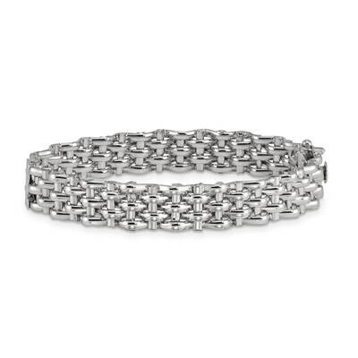 Sterling Silver Panther Hinged bangle-rhodium BRPANT5F002CASS-RH