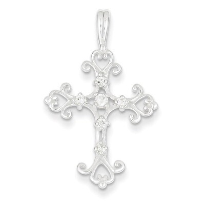 Cross Pendant Sterling Silver Diamond QC5293, MPN: QC5293, 723252633054