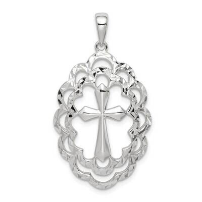 Cross Pendant Sterling Silver Diamond-cut QC9710, MPN: QC9710, 886774030920