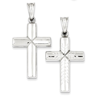 Cross Pendant Sterling Silver Rhodium-plated Diamond-Cut QC5409, MPN: QC5409, 883957913148