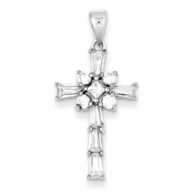 Latin Cross Pendant Sterling Silver Diamond QC5347, MPN: QC5347, 883957912943