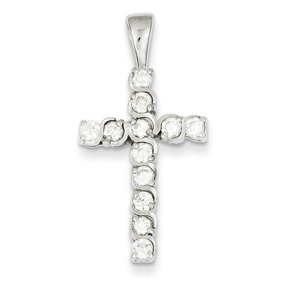 Latin Cross Pendant Sterling Silver Diamond QC5312, MPN: QC5312, 883957912820