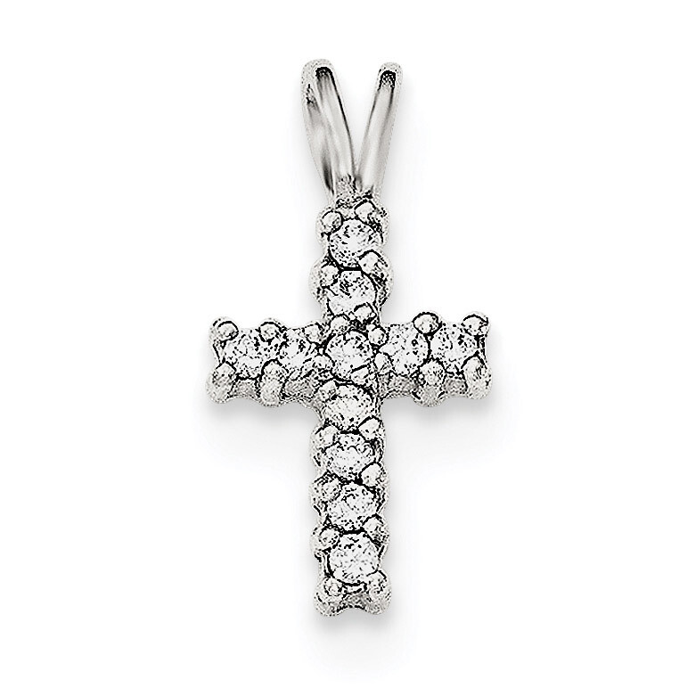 CZ Diamond Cross Pendant Sterling Silver Polished QC8211, MPN: QC8211, 191101361265