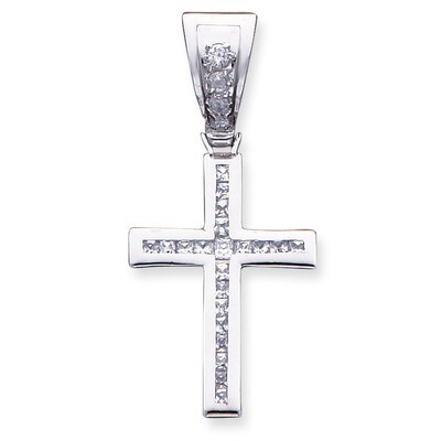 Cross Pendant Sterling Silver Diamond QC4350, MPN: QC4350, 883957910840
