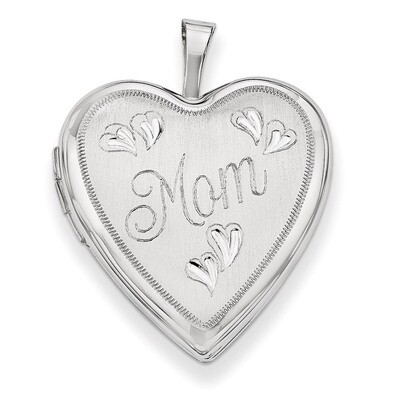 20mm White Gold Mom with Hearts Heart Locket 14K XL611, MPN: XL611, 883957144412