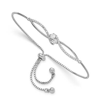 Rhodium-Plated CZ Diamond Adjustable Bracelet Sterling Silver Polished QG5953, MPN: QG5953, 1911017…