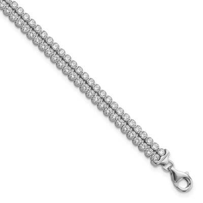 CZ 2 Strand Bracelet Sterling Silver Polished QG3899-7, MPN: QG3899-7, 191101217777