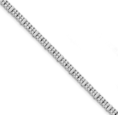 CZ Diamond Magnetic Clasp Bracelet 7.5 Inch Sterling Silver Rhodium-plated QX920CZ Diamond, MPN: QX…