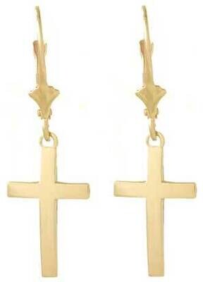Cross Leverback Earrings 14k Gold Polished TF1776, MPN: TF1776, 637218176687