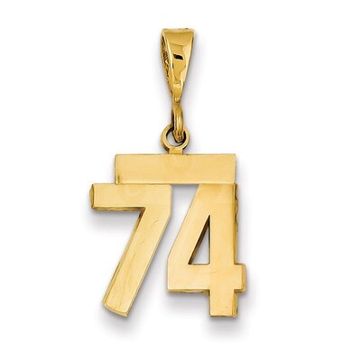 Number 74 Charm 14k Gold Small Polished SP74, MPN: SP74, 883957143873