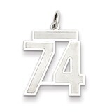 Medium Satin Number 74 Pendant Sterling Silver QPM74, MPN: QPM74, 883957127507