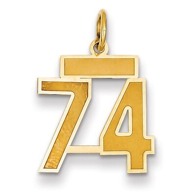 Number 74 Charm 14k Gold Small Satin  LSS74, MPN: LSS74, 883957070209