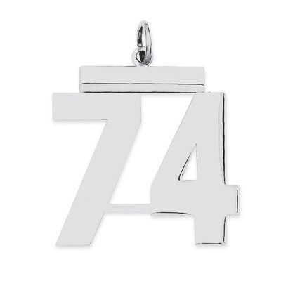 Charm Number 74 Polished Sterling Silver Large QPL74, MPN: QPL74, 191101281242