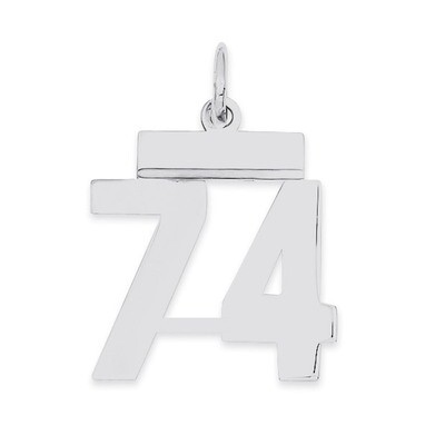 Pendant Number 74 Polished Sterling Silver Small QSS74, MPN: QSS74, 883957101699