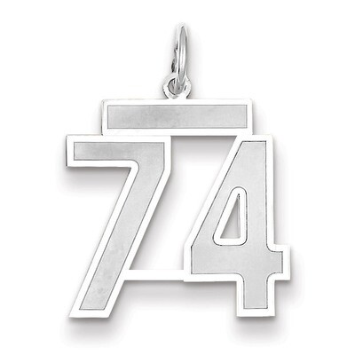 Number 74 Charm Medium Satin 14k white Gold WSM74, MPN: WSM74, 883957079363