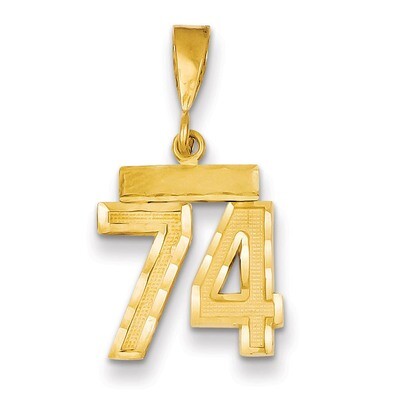 Number 74 Charm 14k Gold Small Diamond-cut SN74, MPN: SN74, 883957104713