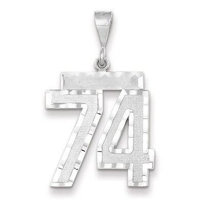 Number 74 Charm 14k white Gold Large Diamond -cut WLN74, MPN: WLN74, 883957124506