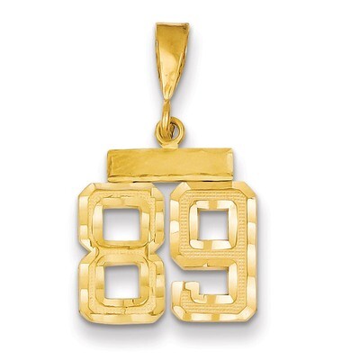 Number 89 Charm 14k Gold Small Diamond-cut SN89, MPN: SN89, 883957111285