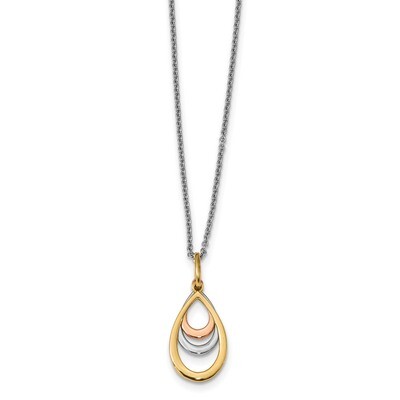 Leslie&#39;s White Rhodium Polished Tear Drop Pendant 14k Two-tone Gold HB-LF940, MPN: LF940, 191101979…