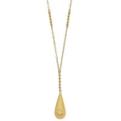 14k Gold CABLE CHAIN with DIA. CUT TEAR DROP PENDANT CMEI18060-18