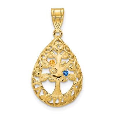 2 Birthstone Tree of Life Tear Drop Pendant 10k Gold 10XNA908/2Y, MPN: 10XNA908/2Y,