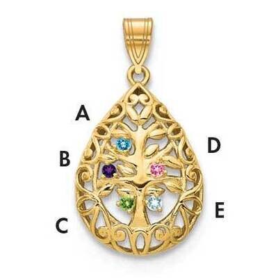 5 Birthstone Tree of Life Tear Drop Pendant 10k Gold 10XNA908/5Y, MPN: 10XNA908/5Y,