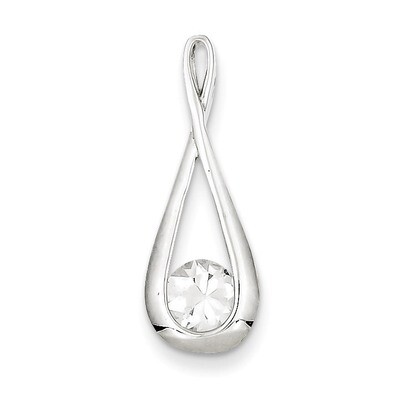 Tear Drop Pendant Sterling Silver Diamond QP2571, MPN: QP2571, 883957572673