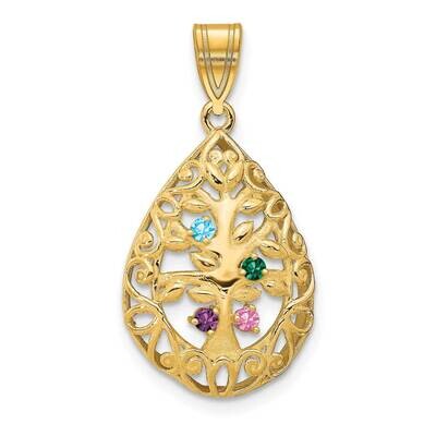 4 Birthstone (1.5mm) Tree of Life Tear Drop Pendant 14k Gold XNA908/4Y, MPN: XNA908/4Y,