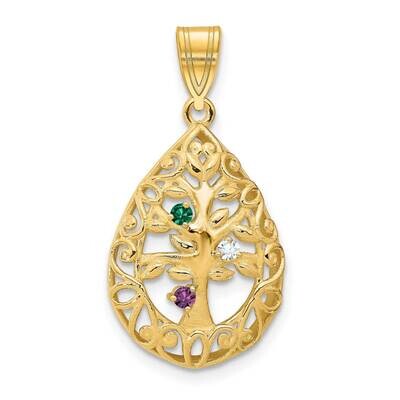 3 Birthstone (1.5mm) Tree of Life Tear Drop Pendant 14k Gold XNA908/3Y, MPN: XNA908/3Y,