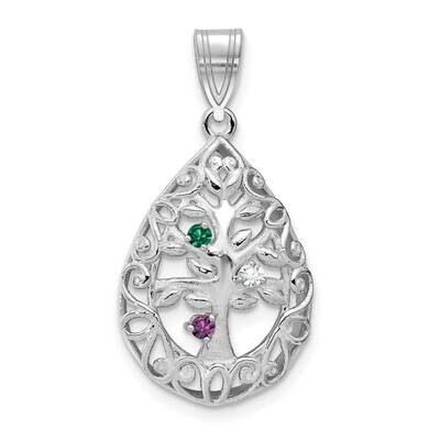3 Birthstone (1.5mm) Tree of Life Tear Drop Pendant 14k White Gold XNA908/3W, MPN: XNA908/3W,
