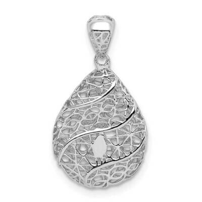 Polished Hollow Tear Drop Pendant Sterling Silver Rhodium-plated QP5152, MPN: QP5152, 883957918747