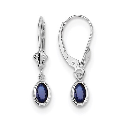 September Sapphire Leverback Earrings 14k white Gold 6x4 Oval Bezel XBE297, MPN: XBE297, 1911014337…