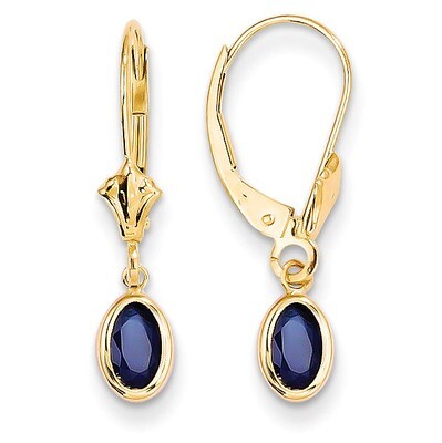 6x4 Oval Bezel September/Sapphire Leverback Earrings 14k Gold XBE105, MPN: XBE105, 883957227245