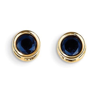5mm Bezel Sapphire Stud Earrings 14k Gold XBE152, MPN: XBE152, 883957086620
