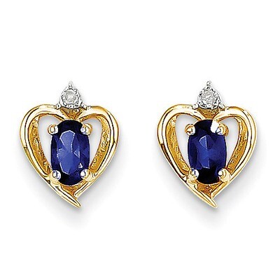 Diamond &amp; Genuine Sapphire Earrings 10k Gold 10XBS503, MPN: 10XBS503, 191101833731