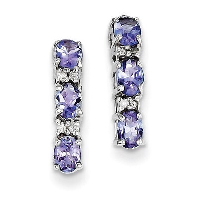 Tanzanite &amp; Diamond Earrings Sterling Silver QDX970, MPN: QDX970, 883957356259