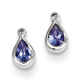 Tanzanite &amp; Diamond Earrings Sterling Silver QDX974, MPN: QDX974, 883957399645
