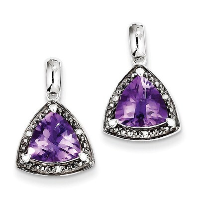 Amethyst and Diamond Earrings Sterling Silver QE9880AM, MPN: QE9880AM, 883957400624