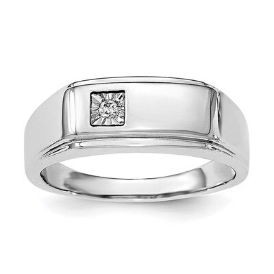 Men&#39;s Polished Diamond Ring Sterling Silver Rhodium QR6467, MPN: QR6467, 191101487316
