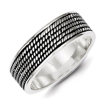Rope Design Ring Sterling Silver QR1954, MPN: QR1954, 883957184913
