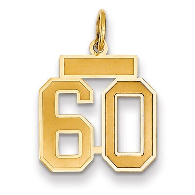 Number 60 Charm 14k Gold Small Satin  LSS60, MPN: LSS60, 883957069869
